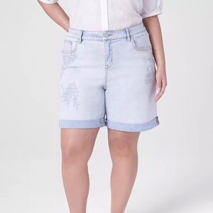 Lane Bryant Embroidery Signature Fit Flex Magic Boyfriend Jean Shorts Size 16